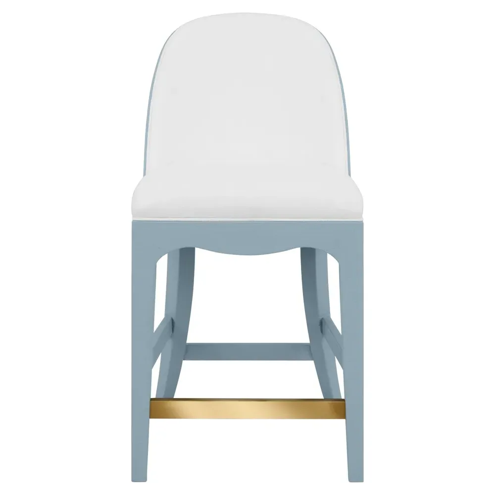 Sadie Counter Stool - Light Blue, Textured Linen