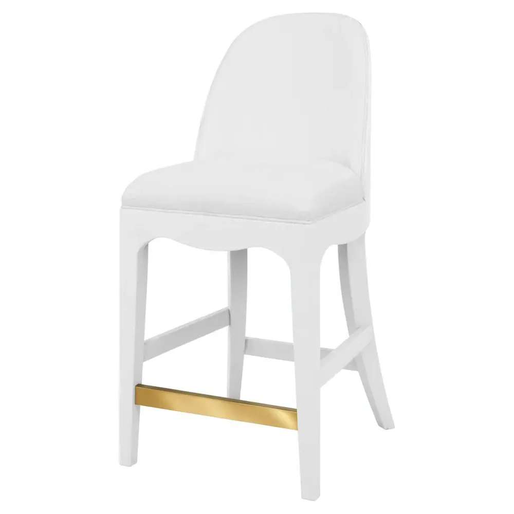 Sadie Counter Stool - White, Textured Linen