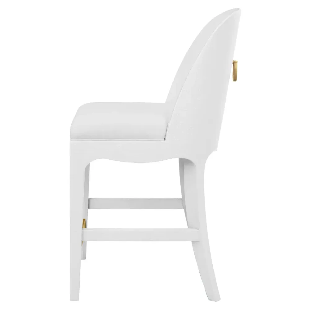 Sadie Counter Stool - White, Textured Linen