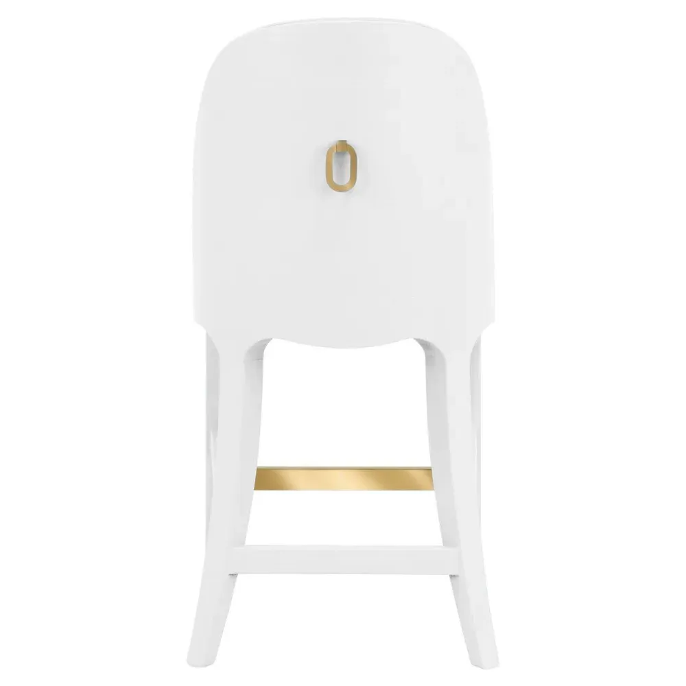 Sadie Counter Stool - White, Textured Linen