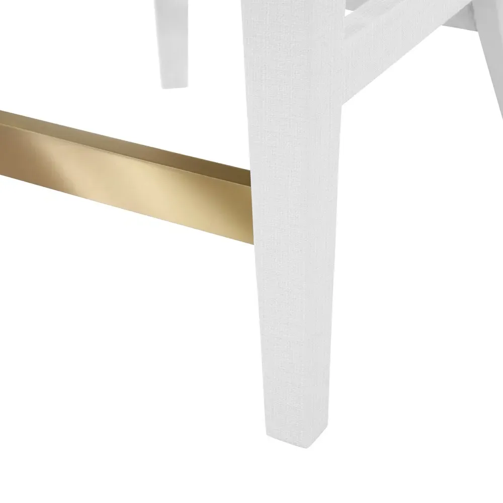 Sadie Counter Stool - White, Textured Linen