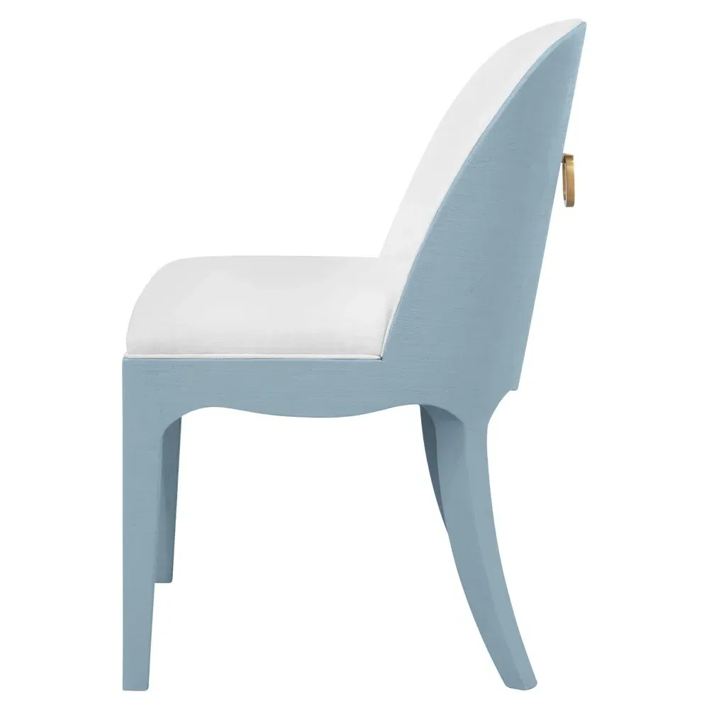 Sadie Dining Chair - Light Blue, Textured Linen