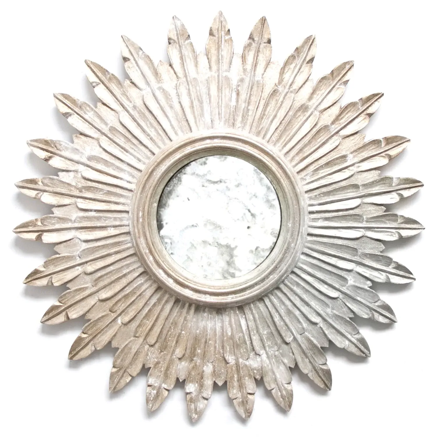 Santo Round Wall Mirror - Champagne Silver, Wood image