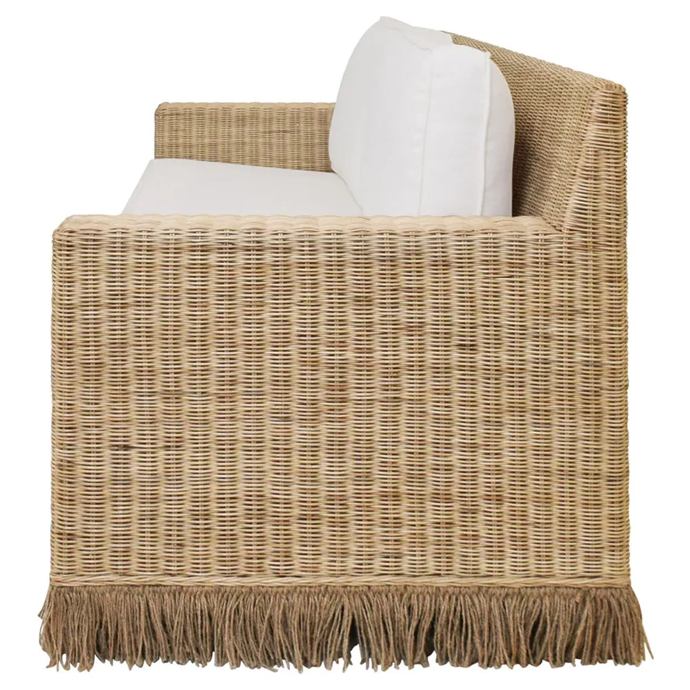 Tenny Woven Rattan Sofa - White, Rattan
