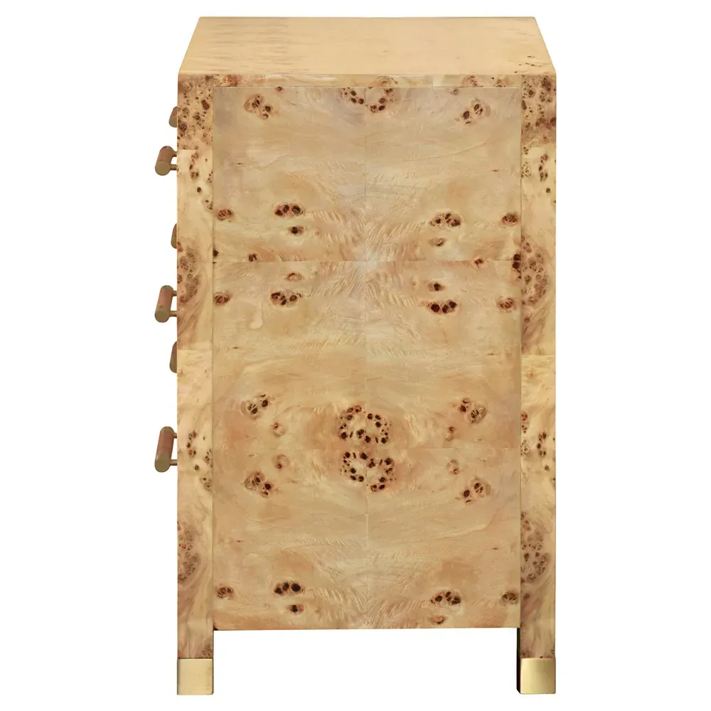 Winchester Double Dresser with Rattan Handles - Brown Burl