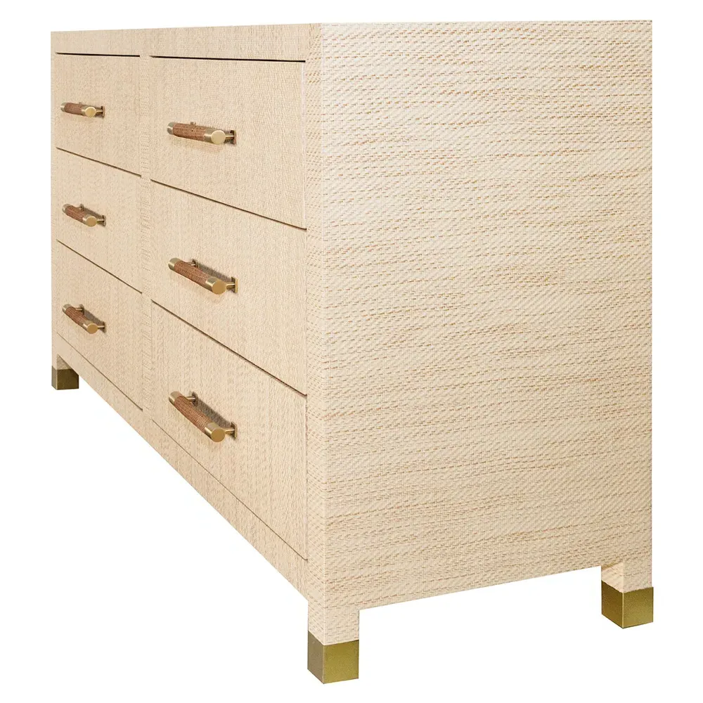 Winchester Double Dresser with Rattan Handles - Natural
