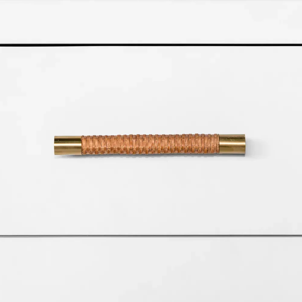 Winchester Double Dresser with Rattan Handles - White