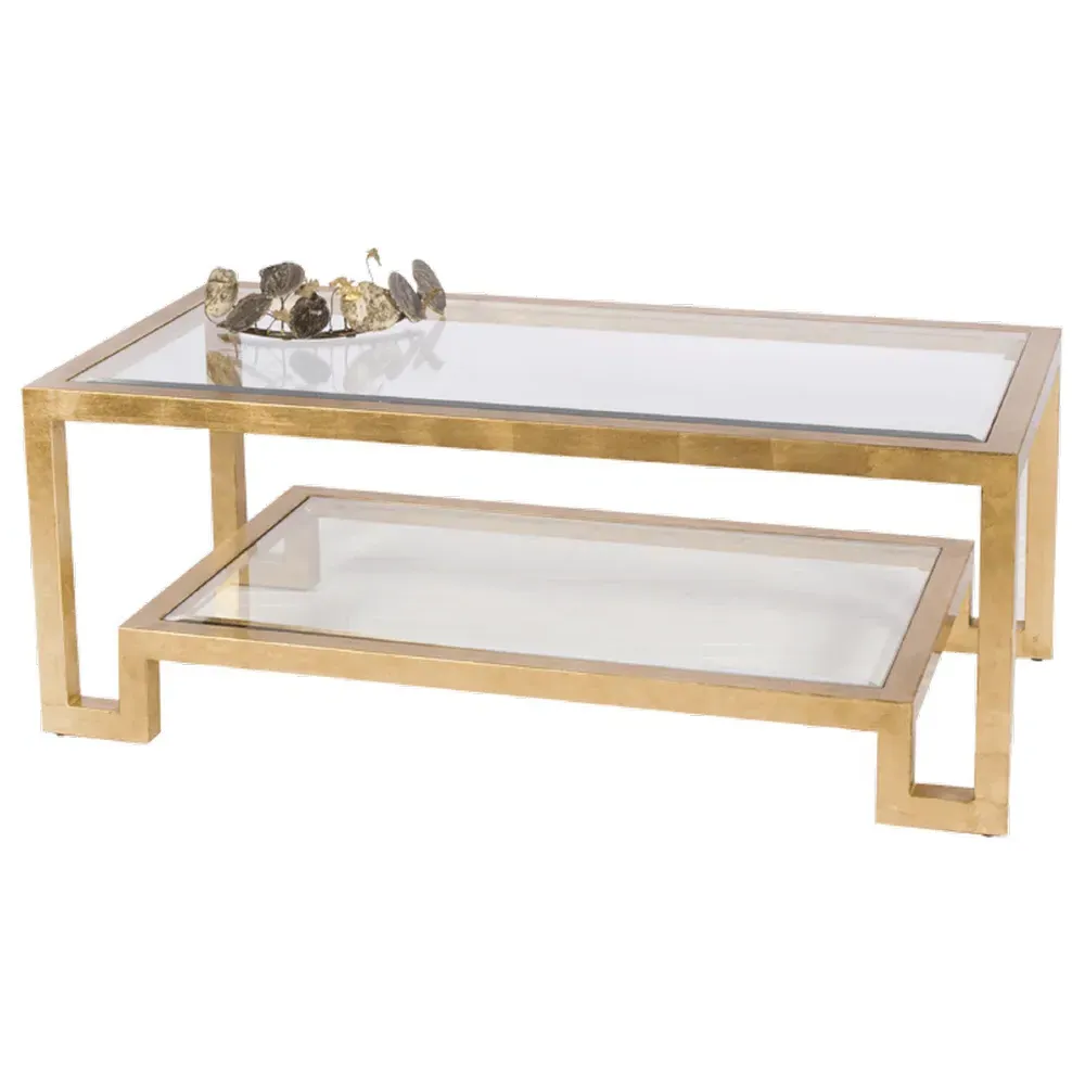 Winston Rectangular Coffee Table - Gold, Glass