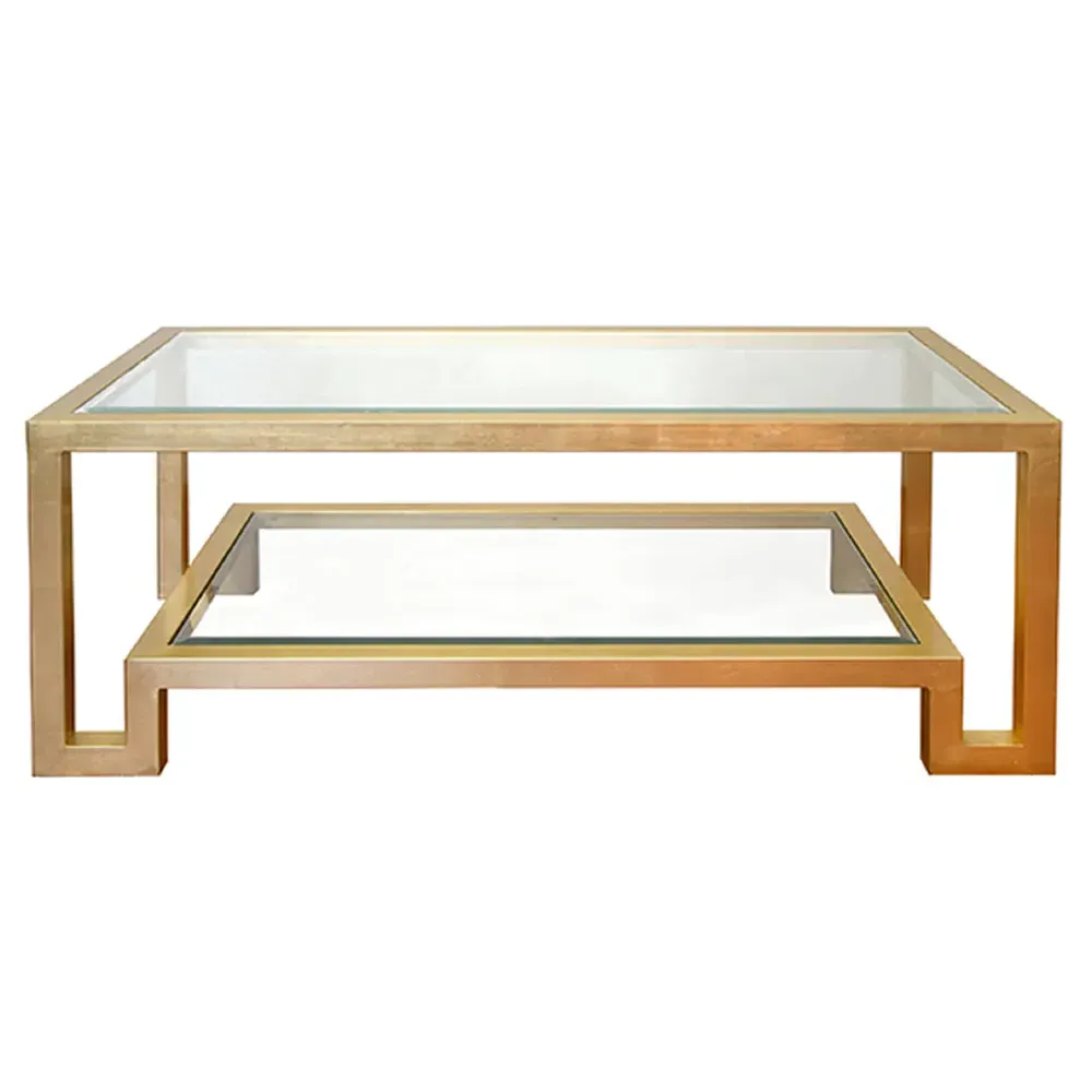 Winston Rectangular Coffee Table - Gold, Glass