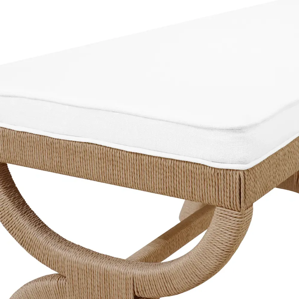 Xanadu Upholstered Rope Entryway Bench - White, Linen