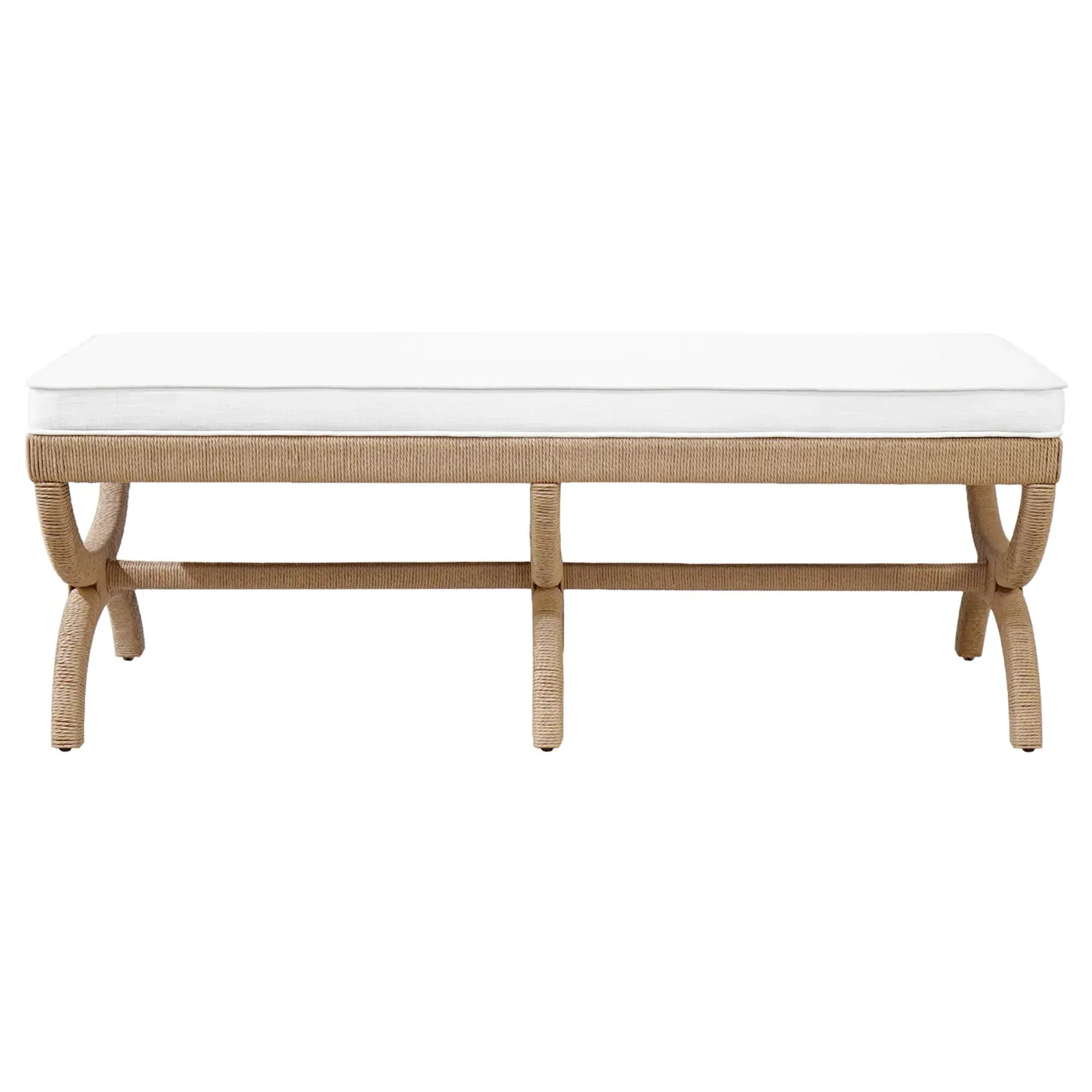 Xanadu Upholstered Rope Entryway Bench - White, Linen