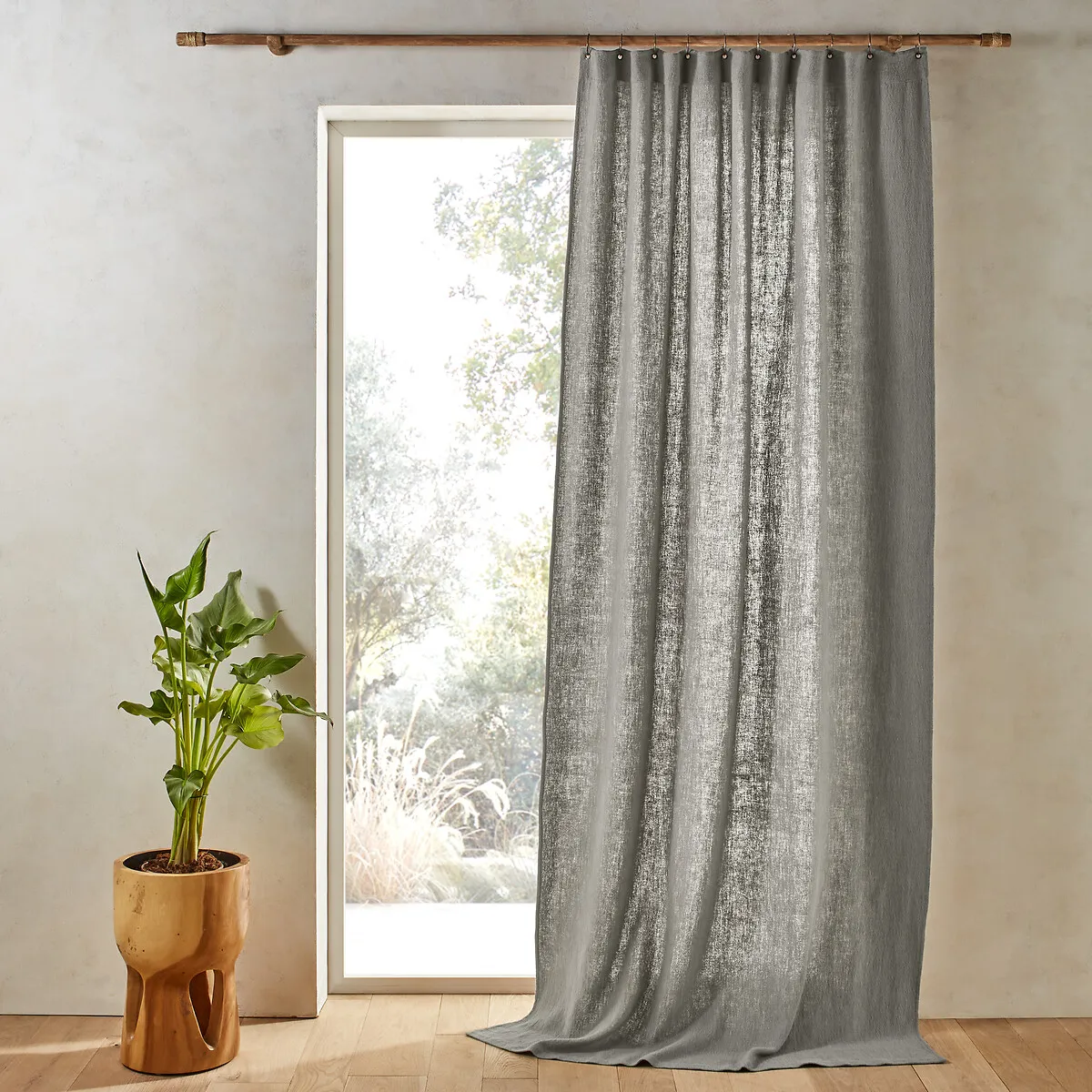 Aaja Curtain with Eyelet Header - Ash Grey, Linen Cotton product