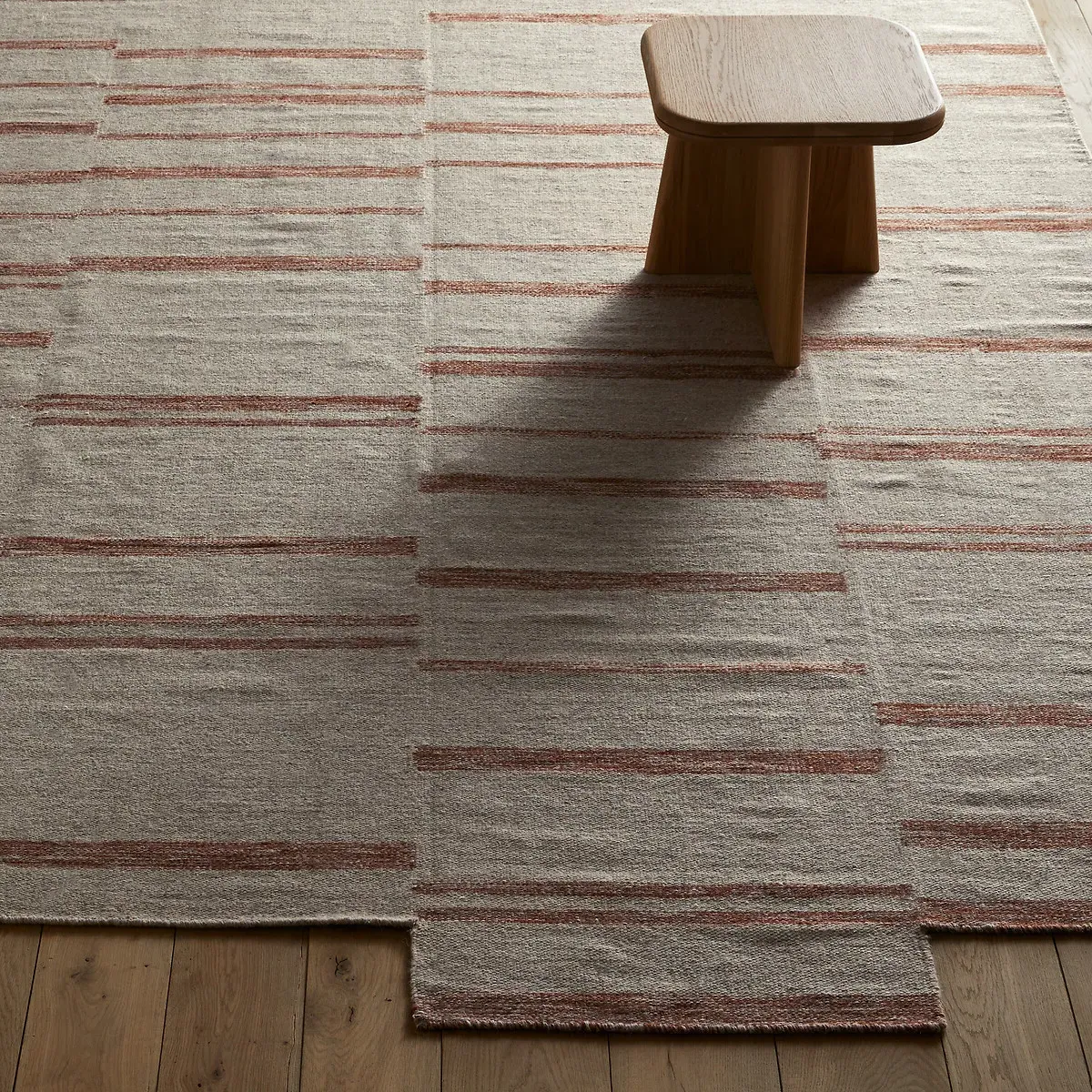 Abriel Hand Woven XL Wool Rug - Natural, Terracotta alternate view