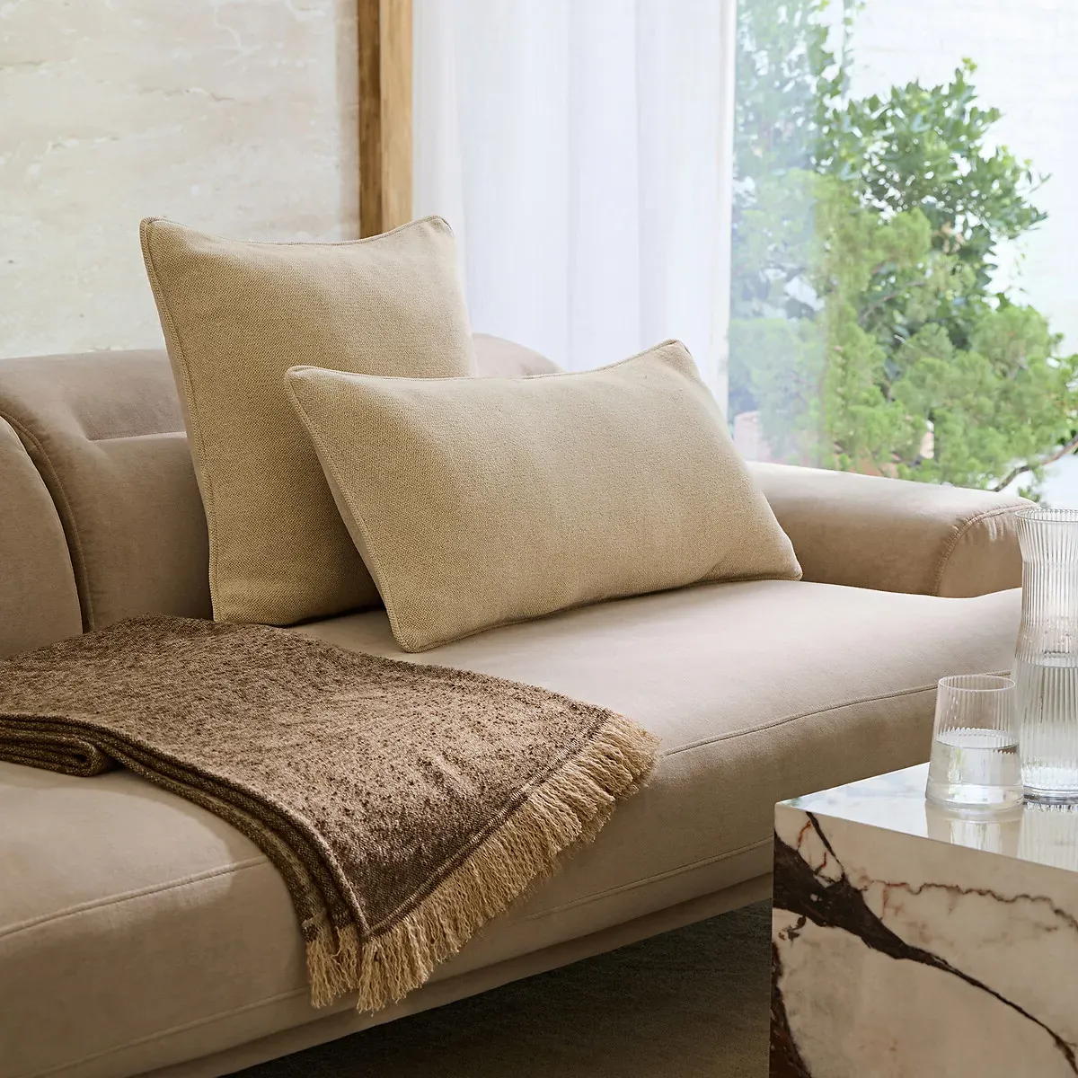 Albon Cushion Cover - Ivory, Chenille Velour alternate view