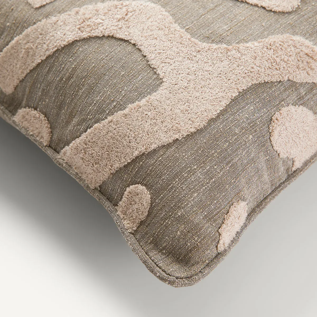 Alecta Embroidered Fleece Cushion Cover - Sand, Polyester alternate view