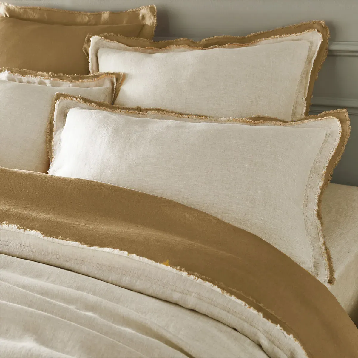 Alhanasia Duvet Cover with Double Fringe - Bronze, Linen alternate view