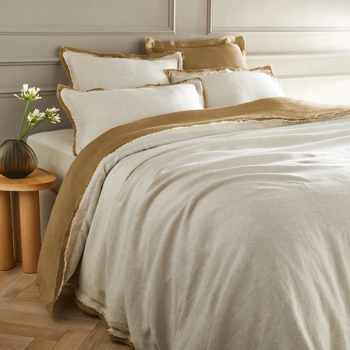 Alhanasia Duvet Cover with Double Fringe - Bronze, Linen product