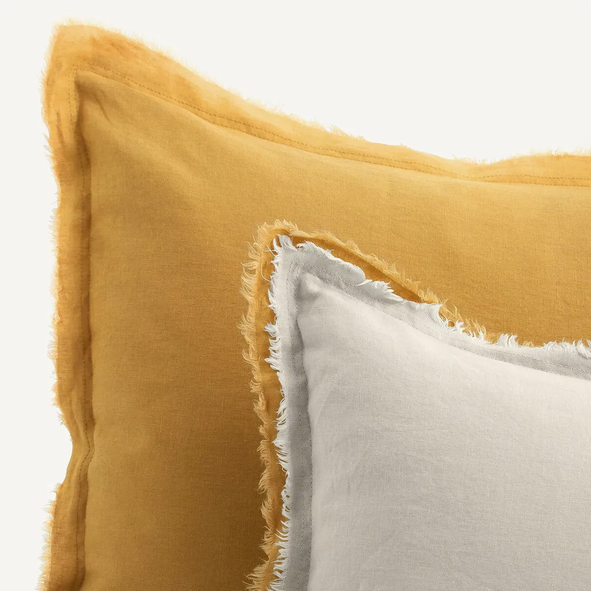 Alhanasia Washed Linen Pillowcase with Double Fringe - Natural, Yellow product