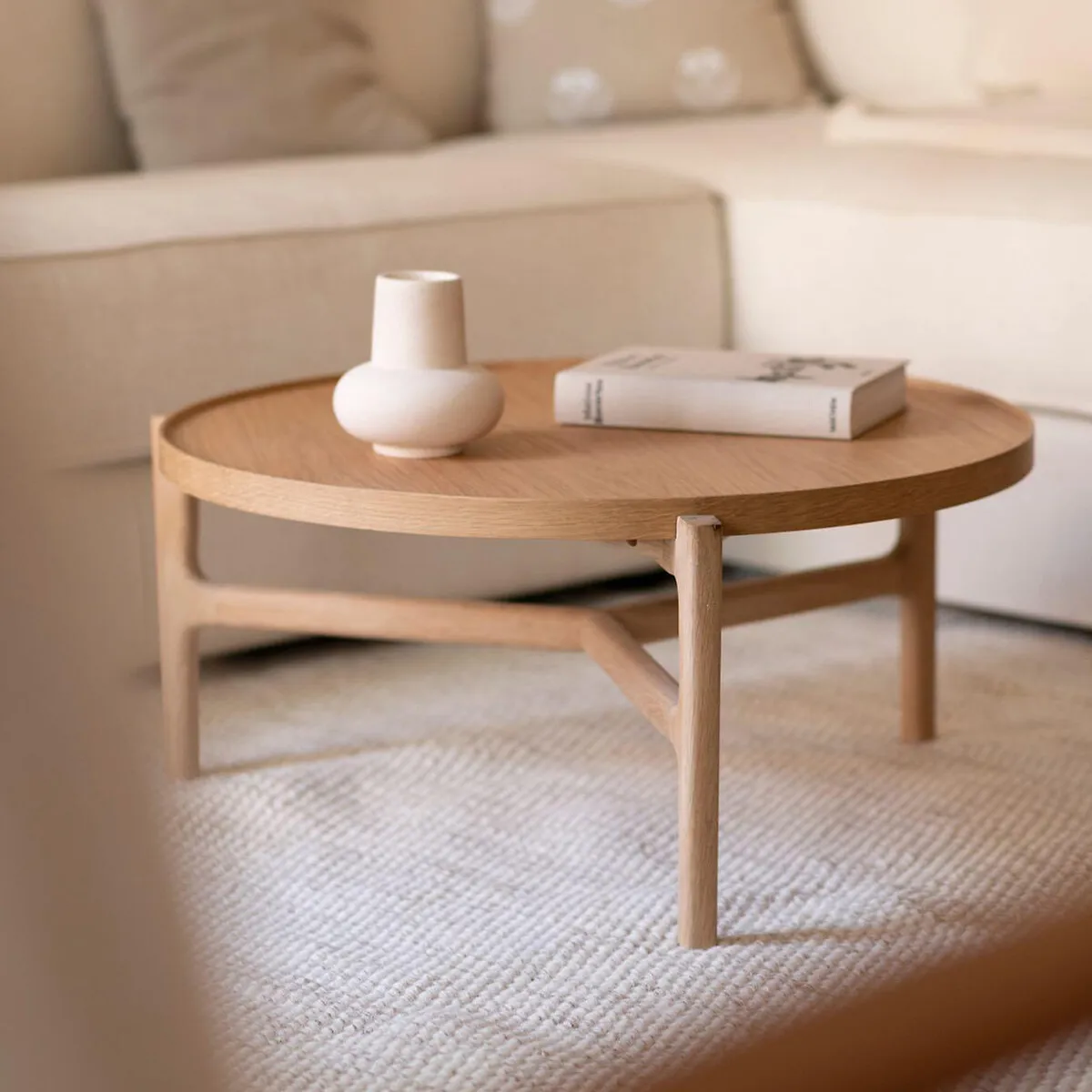 Alyasa Round Coffee Table - Natural Oak alternate view
