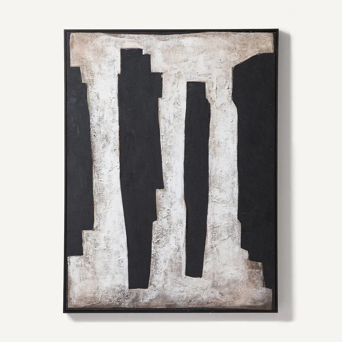 Apia Hand-Painted Wall Art with Fabric Appliqué - Black, Linen product
