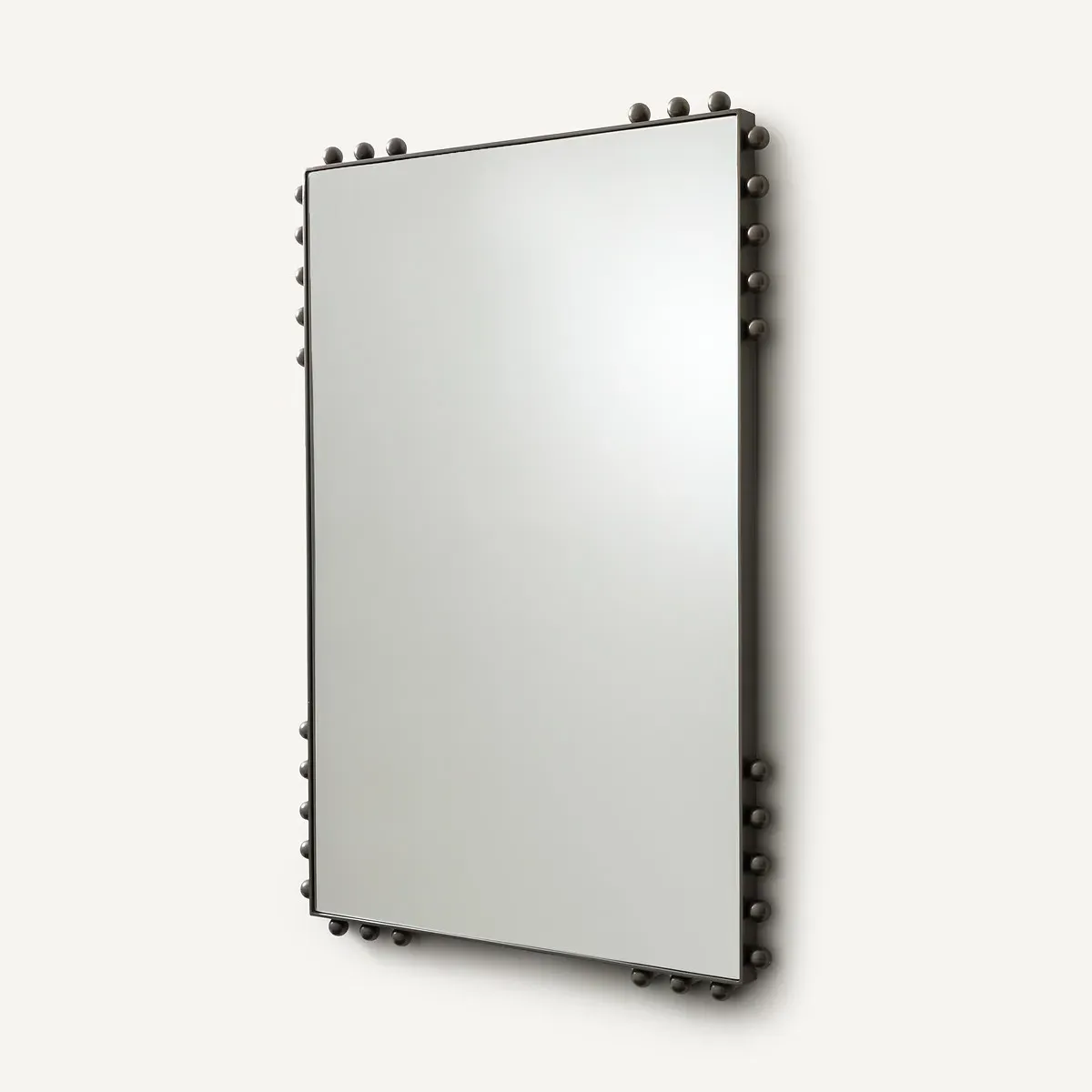 Arama Wall Mirror with Beaded Edging - Nickel, Iron alternate view