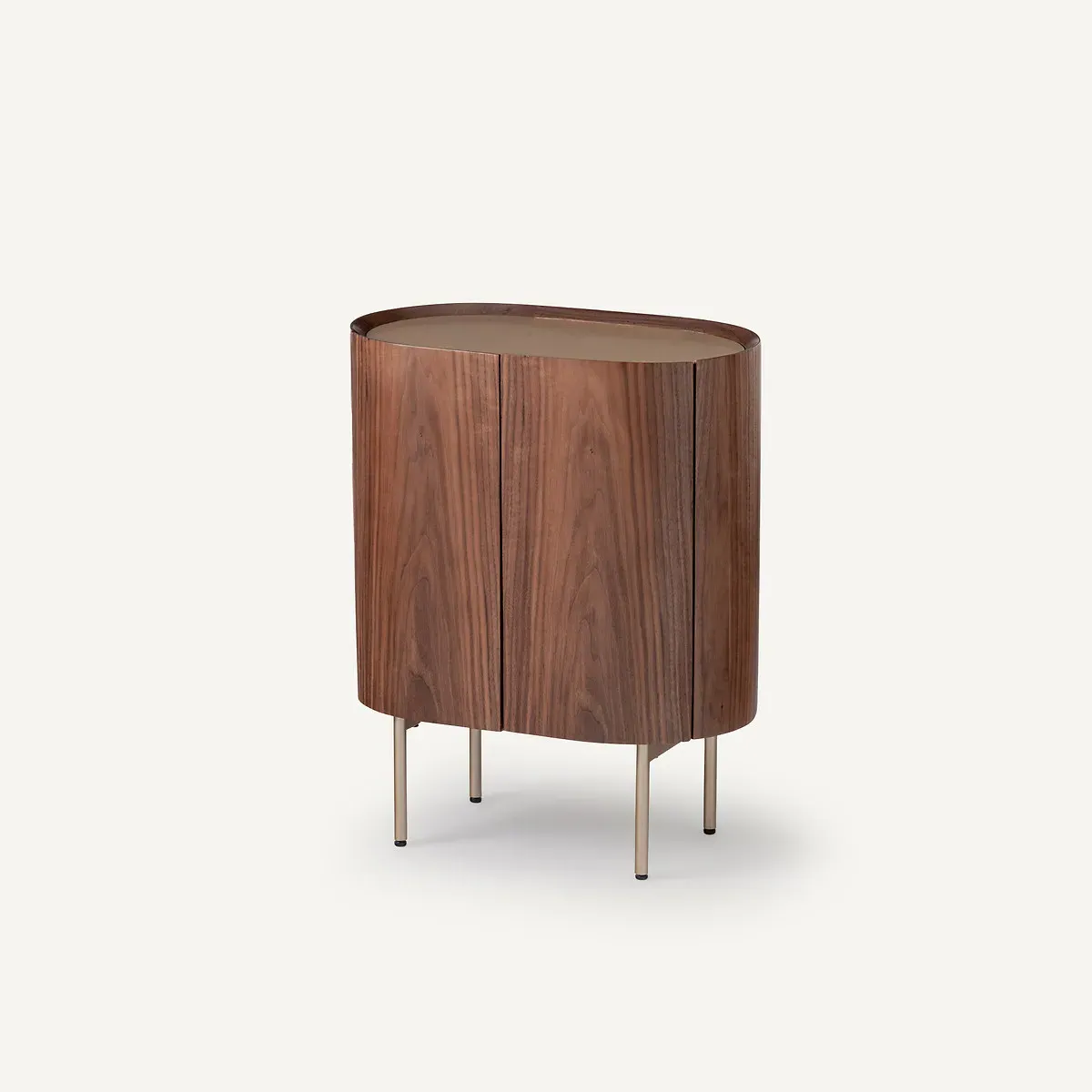 Aslen Bedside Table - Walnut, Leather product