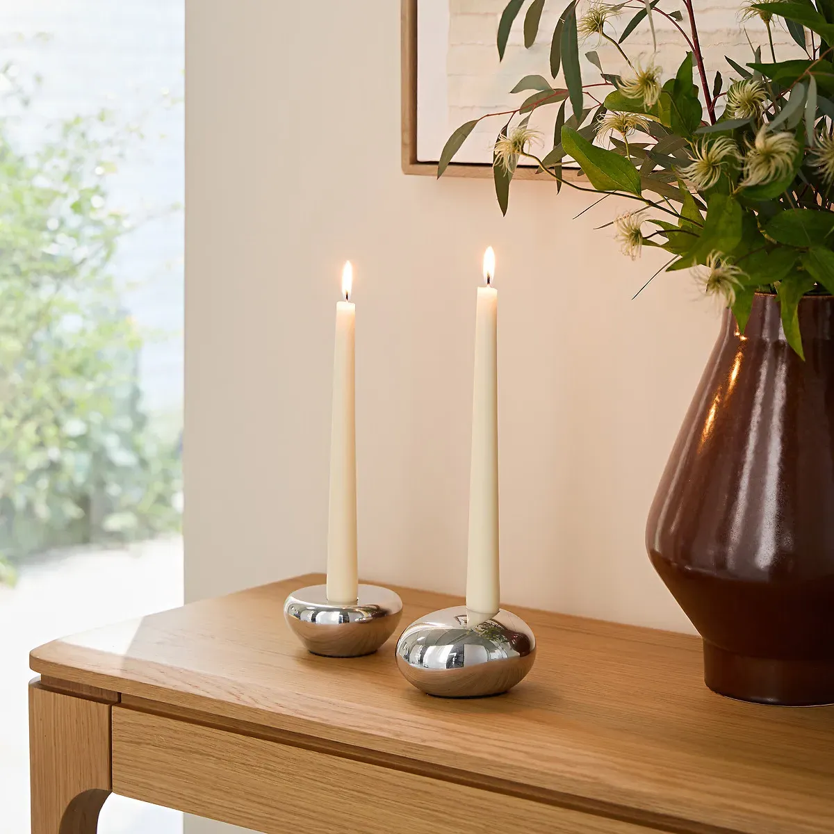 Audry Set of 2 Pebble Candlesticks - Chrome, Aluminium alternate view