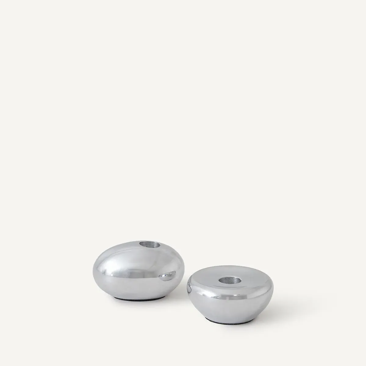 Audry Set of 2 Pebble Candlesticks - Chrome, Aluminium product