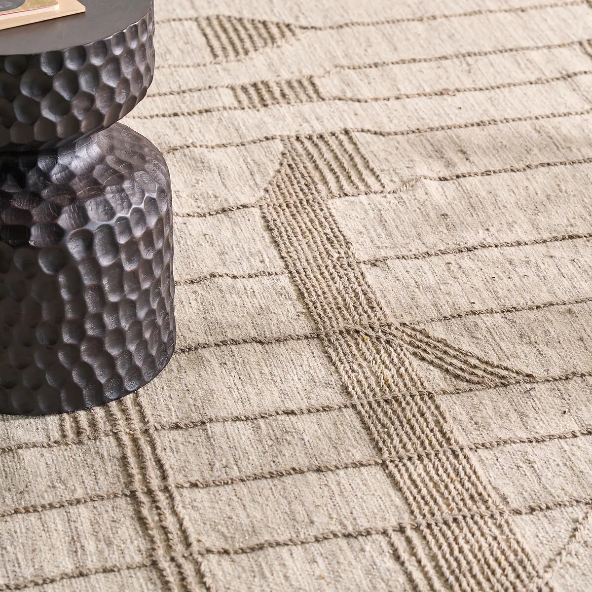 Baatha Hand-Woven Flat Weave Rug - Beige, Wool alternate view