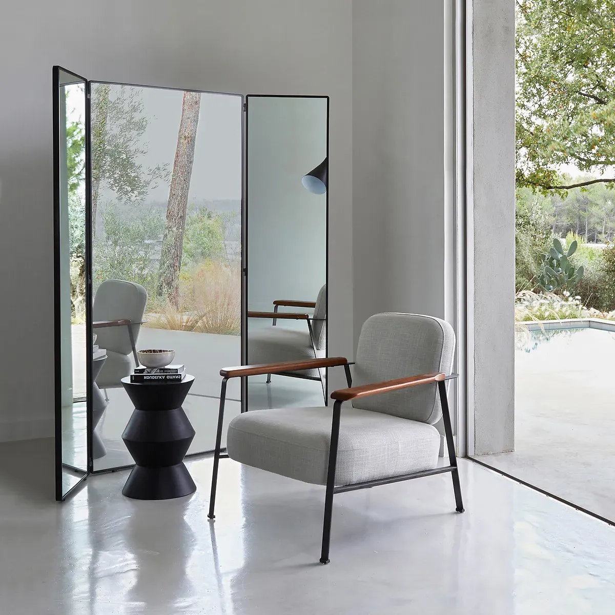 Barbier XL Triptych Mirror - Gun Metal alternate view