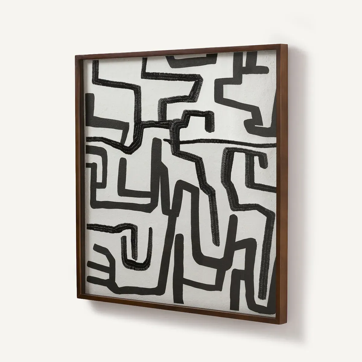 Bazio Embroidered Hand-Painted Wall Art - Black, Rice Paper alternate view