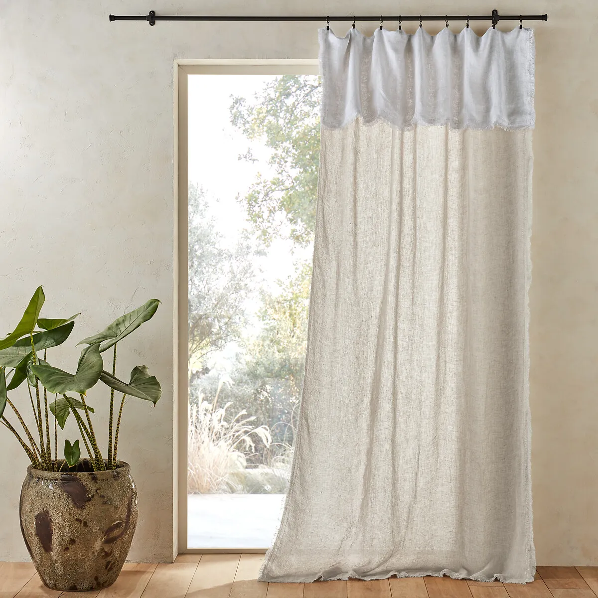Beha Two-Tone Curtain Panel - Natural, Linen Voile alternate view