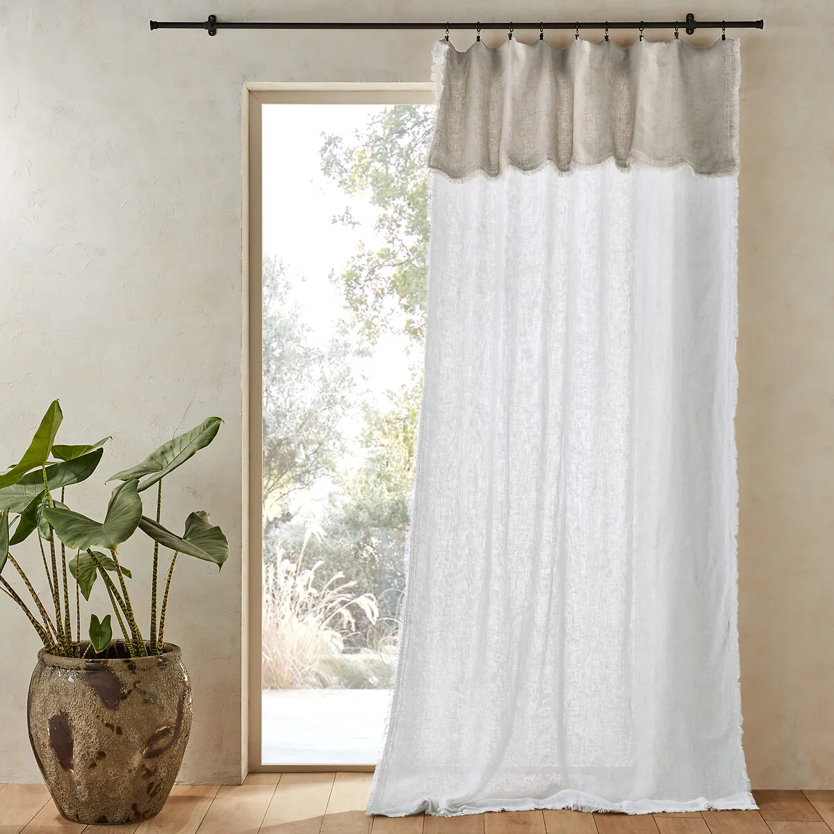 Beha Two-Tone Curtain Panel - Natural, Linen Voile product