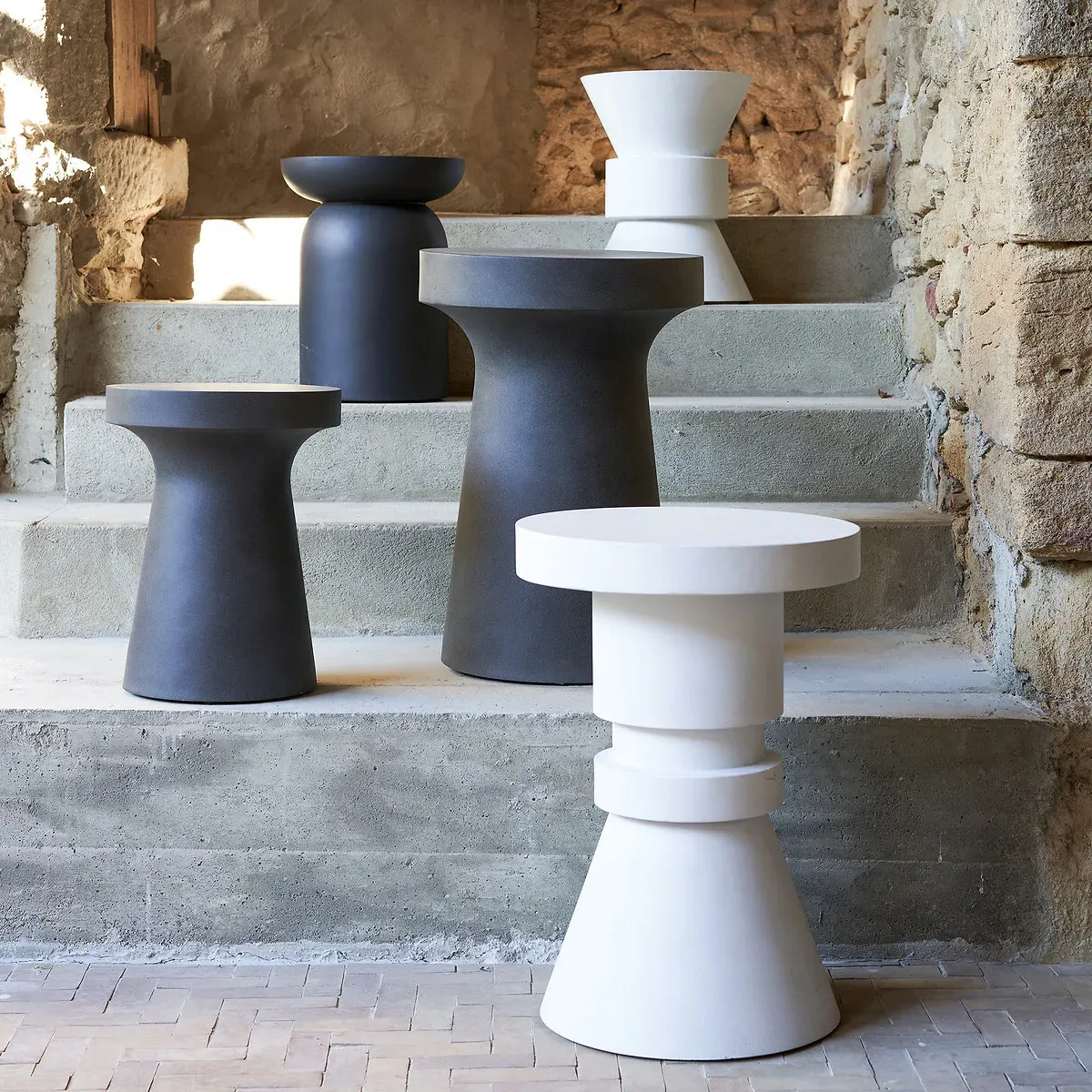 Bello Round Garden Side Table - Charcoal, Rockstone alternate view
