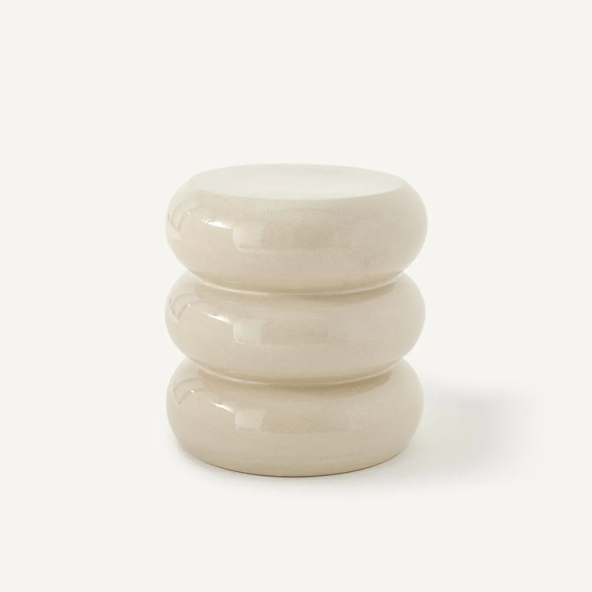 Belly Round Sofa Side Table - Sandy Beige, Ceramic product