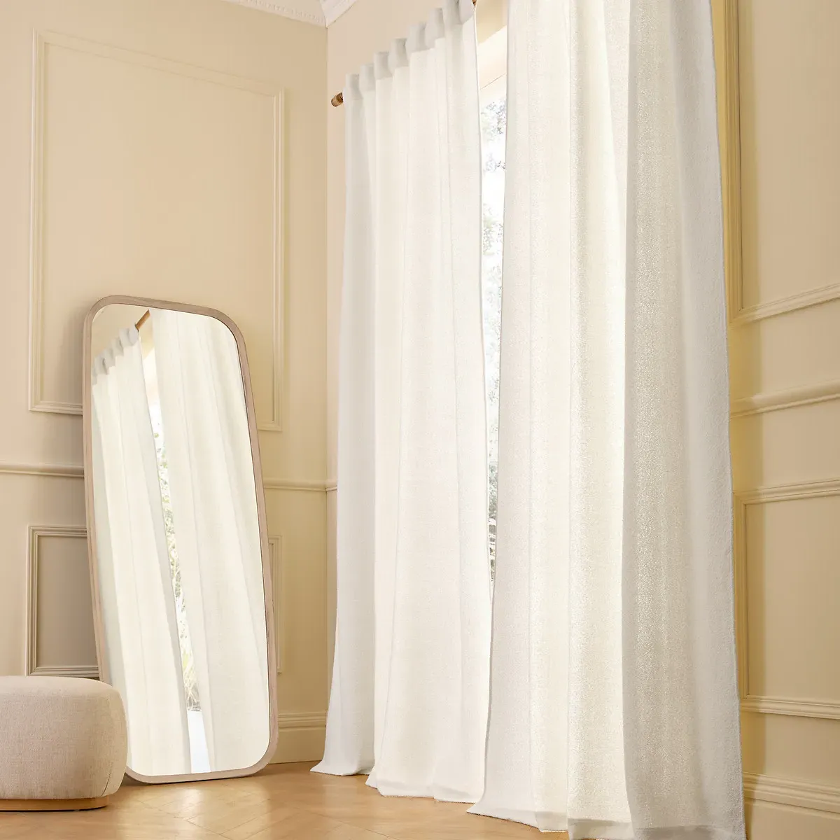 Belvini Fleece Curtain with Hidden Tabs - White Foam product