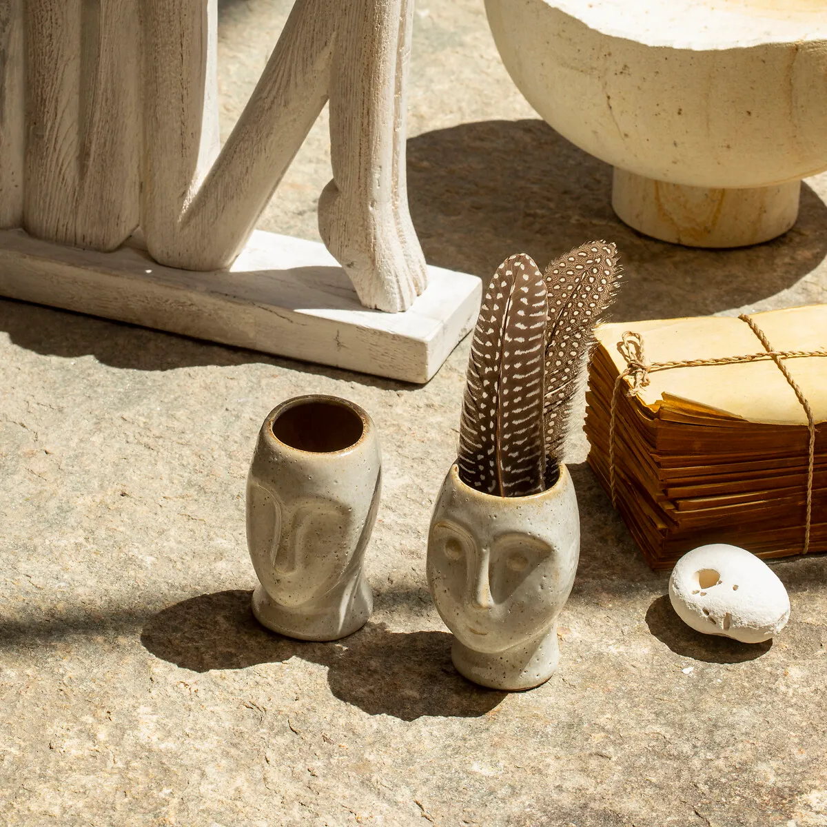 Binome Set of 2 Ceramic Flower Pots - Beige, Stoneware alternate view