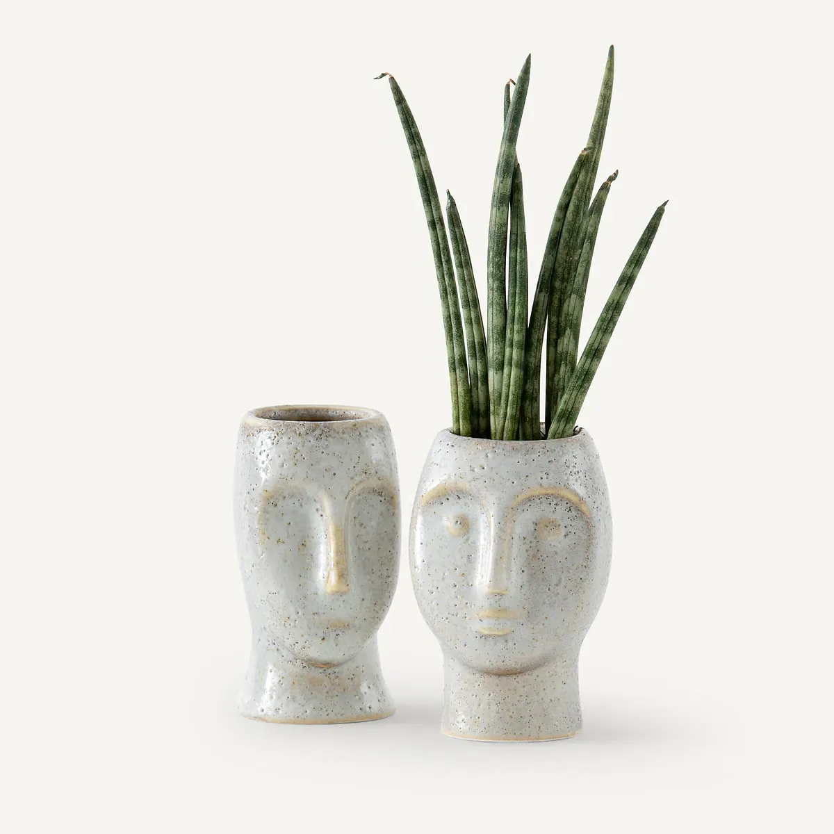 Binome Set of 2 Ceramic Flower Pots - Beige, Stoneware product