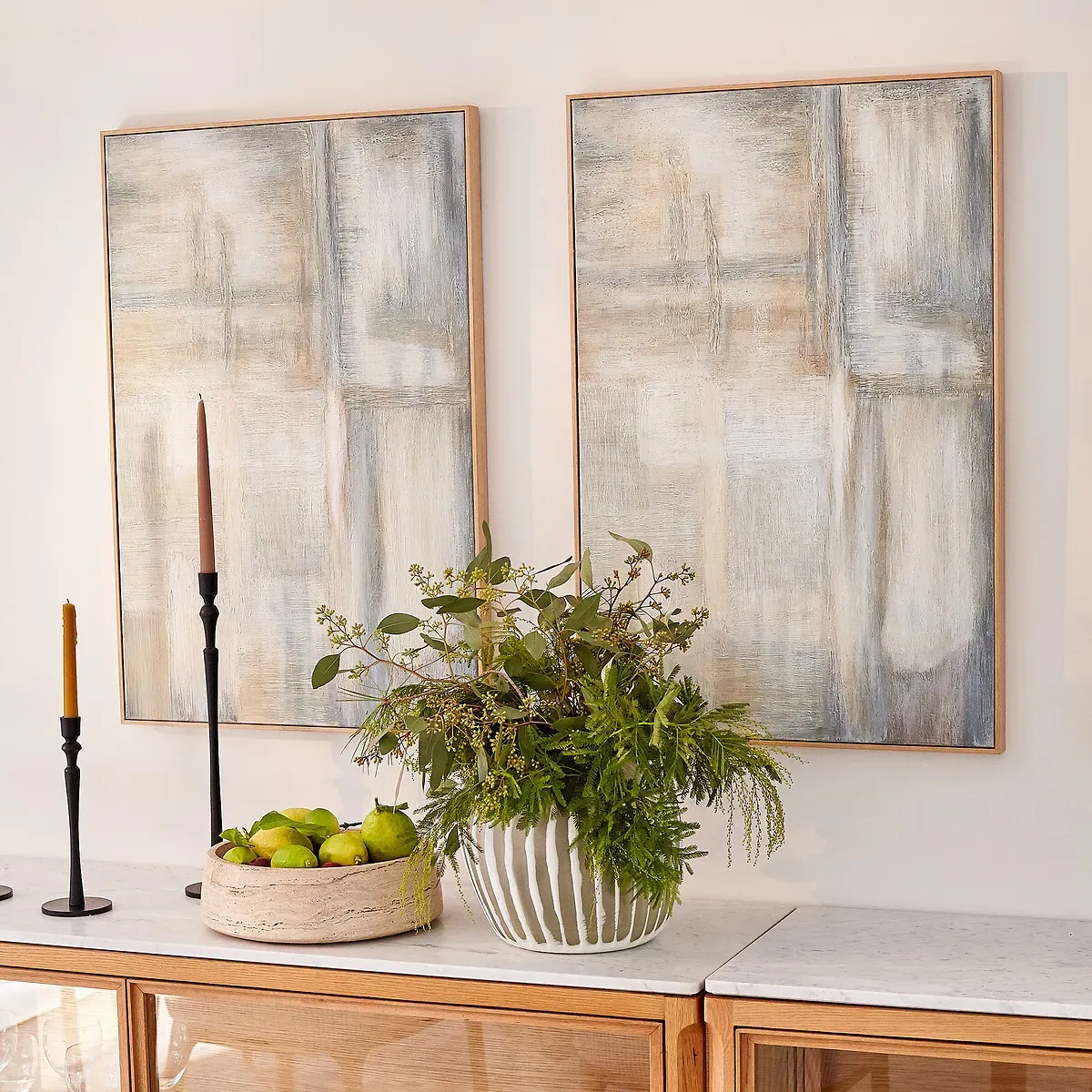 Blur Hand-Painted Canvas Painting - Blue, Linen alternate view