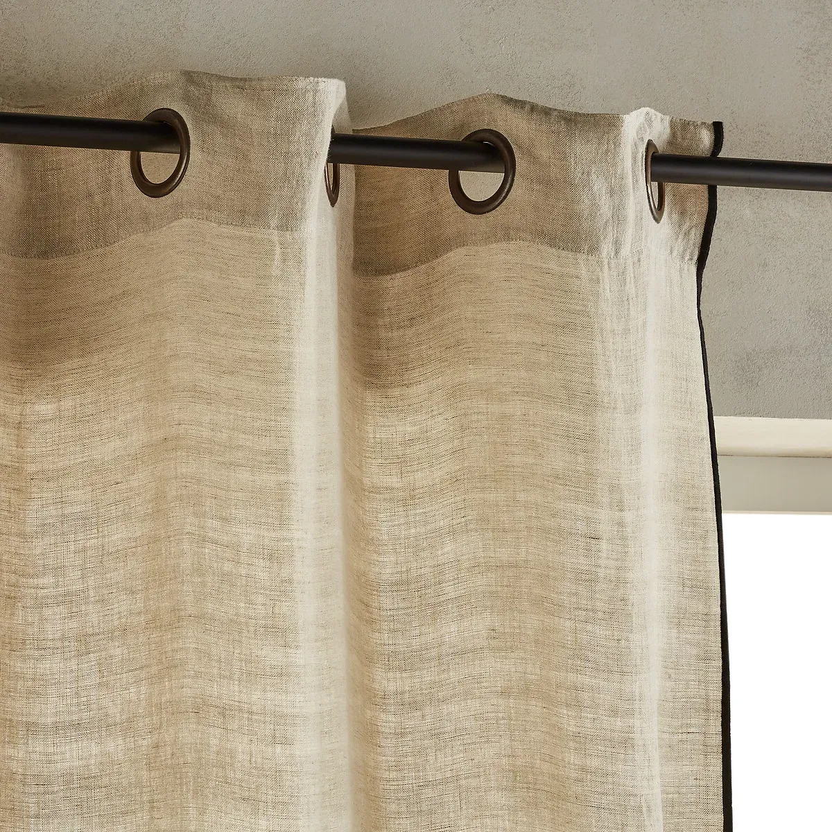 Bombaya Single Eyelet Curtain - White, Washed Linen alternate view