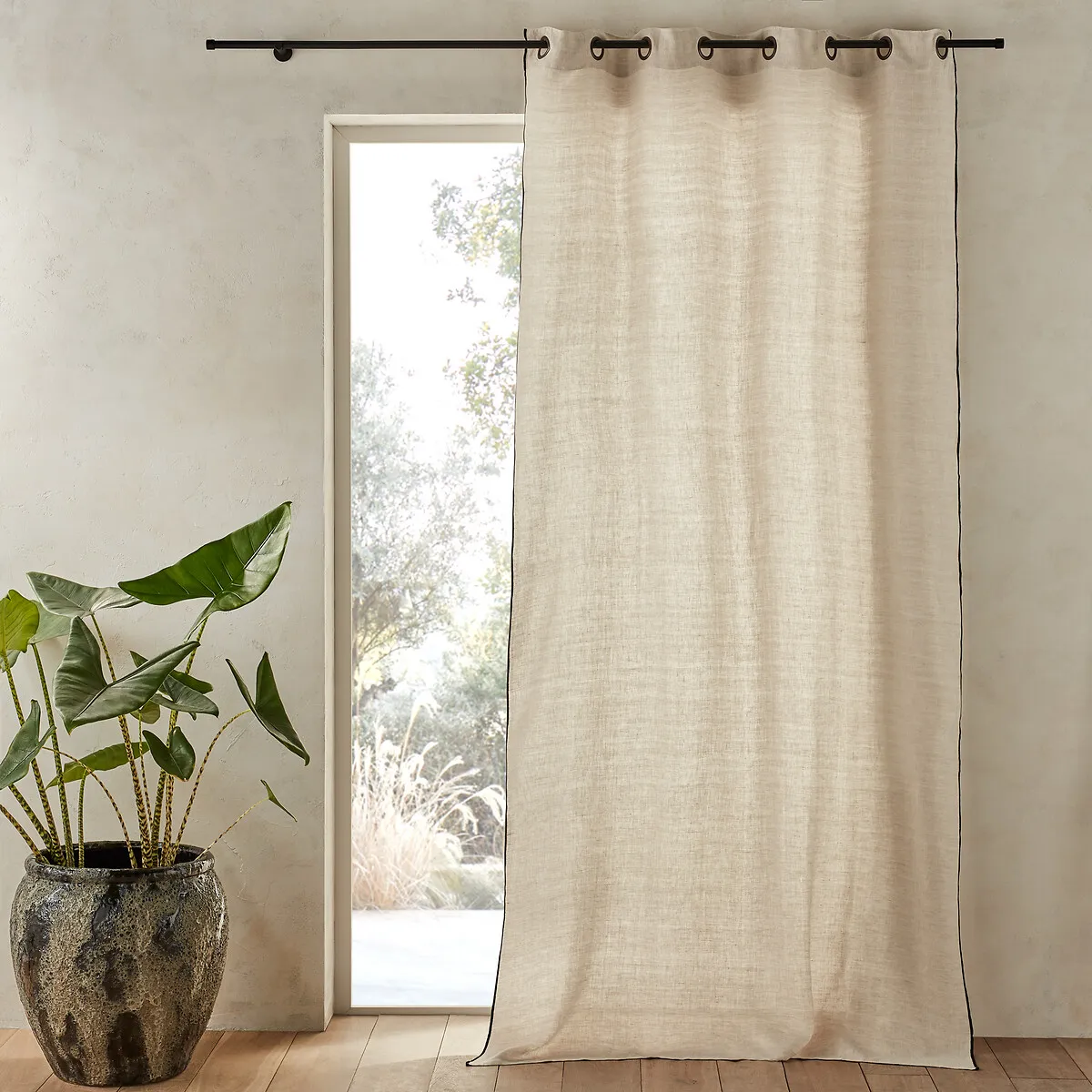 Bombaya Single Eyelet Curtain - White, Washed Linen product