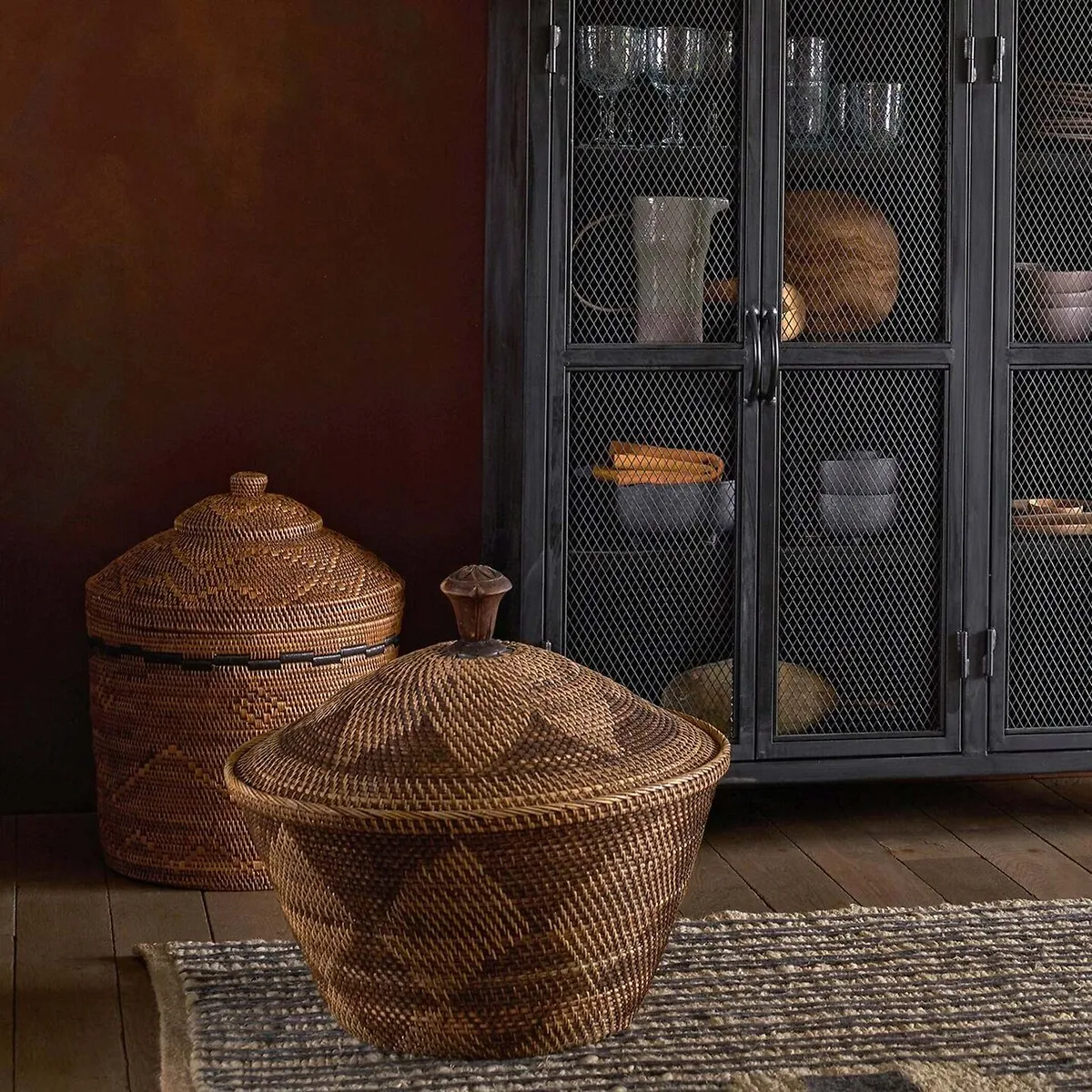 Brazil Woven Bamboo & Rattan Basket - Brown alternate view