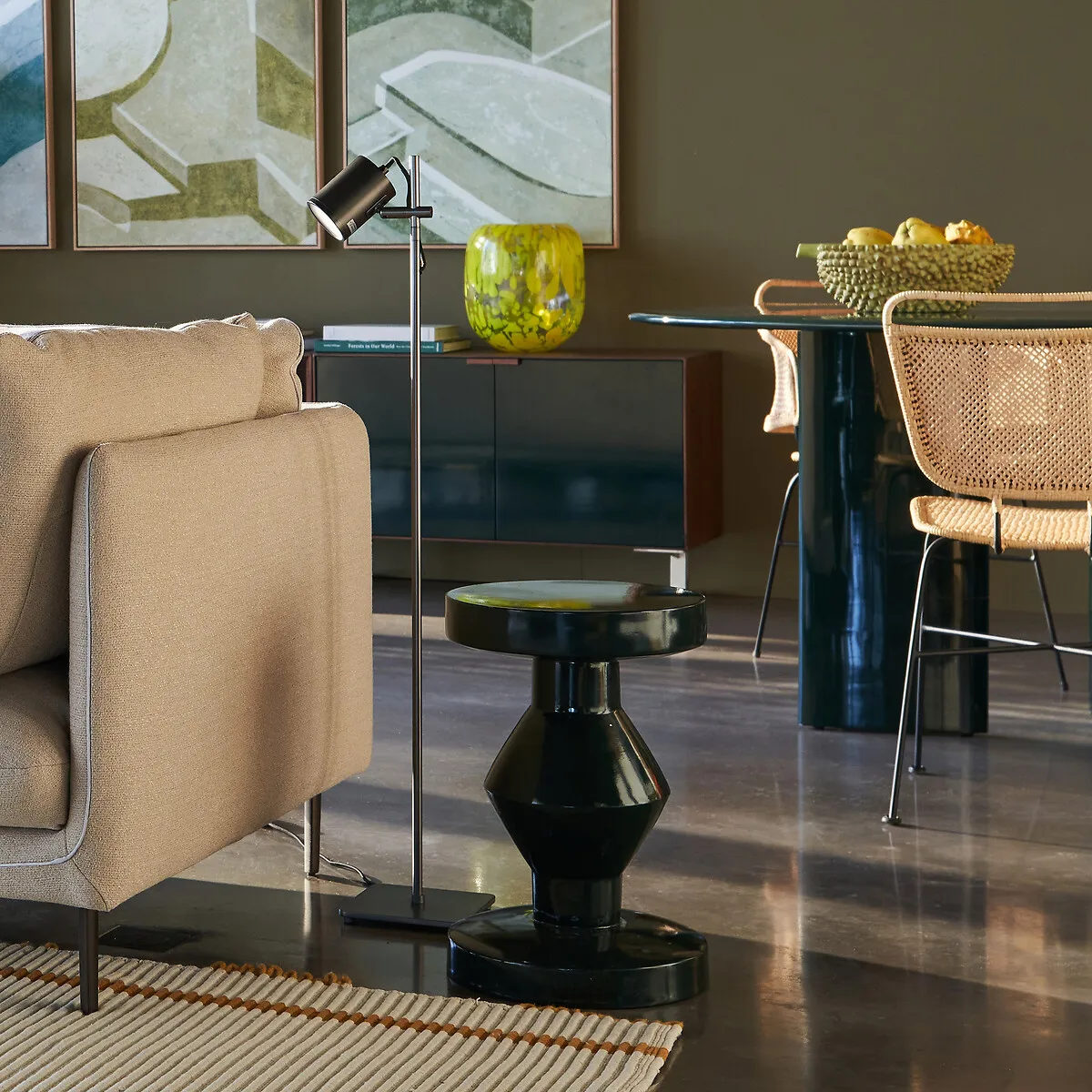 Brion Round Side Table - Prussian Green, Lacquered Metal alternate view