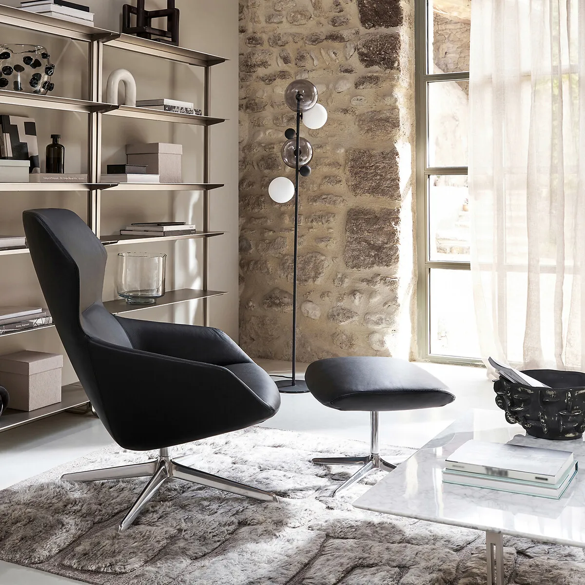 Bullesco Floor Lamp - Smoked Glass, Metal alternate view