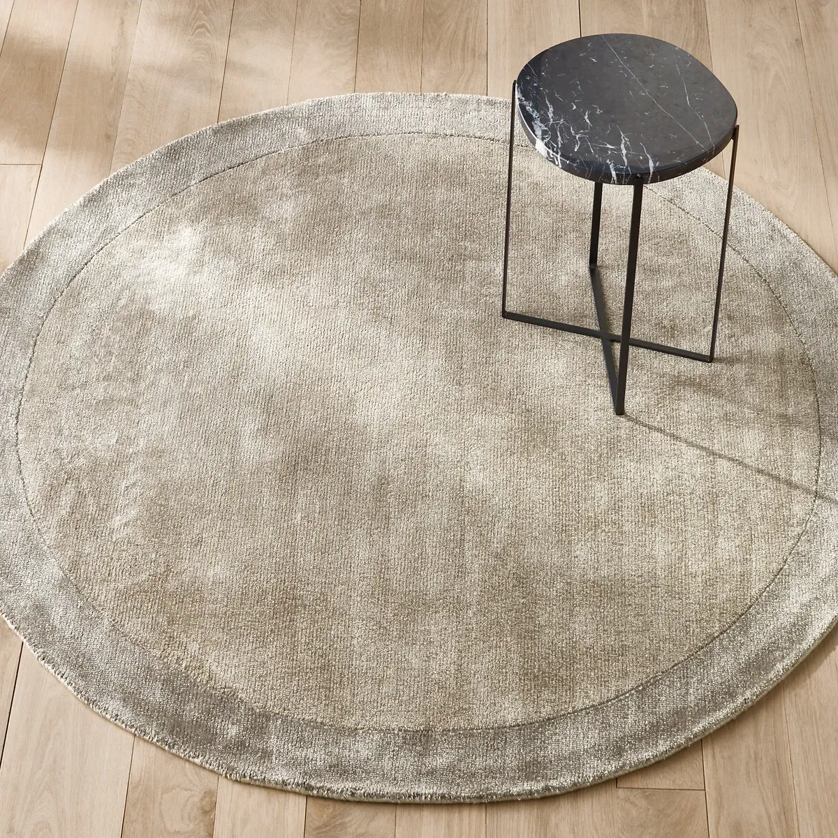 Burada Round Handwoven Rug - Oatmeal, Lyocell product