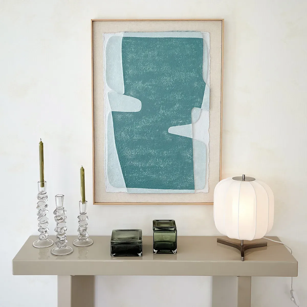 Caldera Embossed Rice Paper Wall Art - Pale Green alternate view