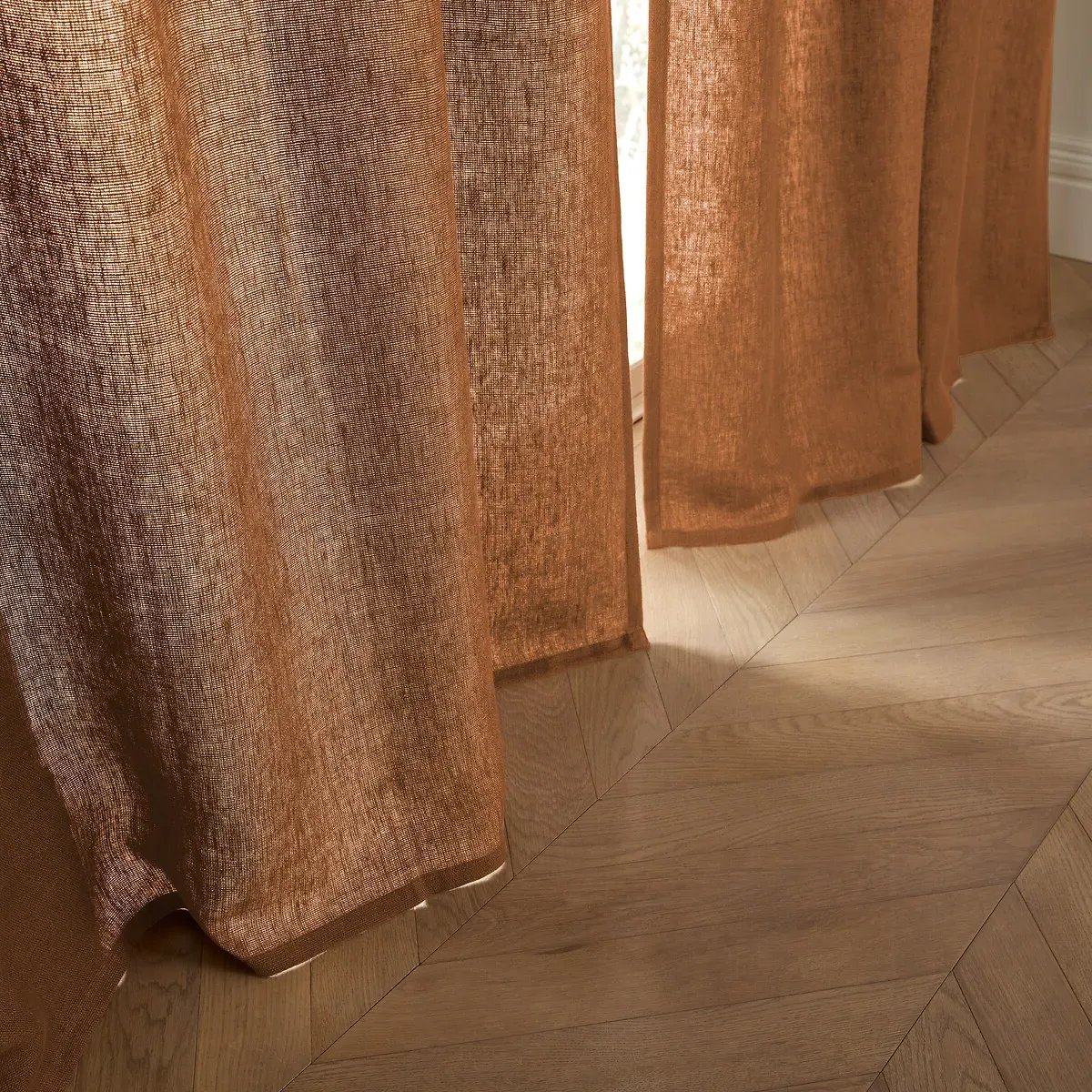 Cedal Heavyweight Linen Curtain with Concealed Tab Top - Tobacco alternate view