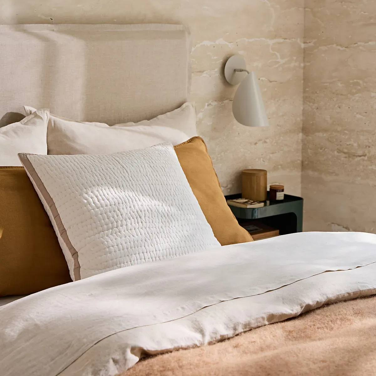 Celestino Quilted Cushion Cover - Off White, Cotton Voile alternate view