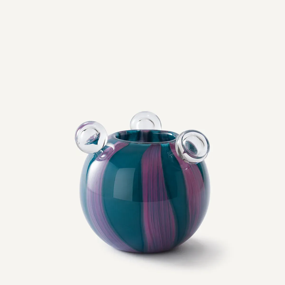 Celis Blown Glass Vase with 3 Bubbles H18cm - Blue alternate view