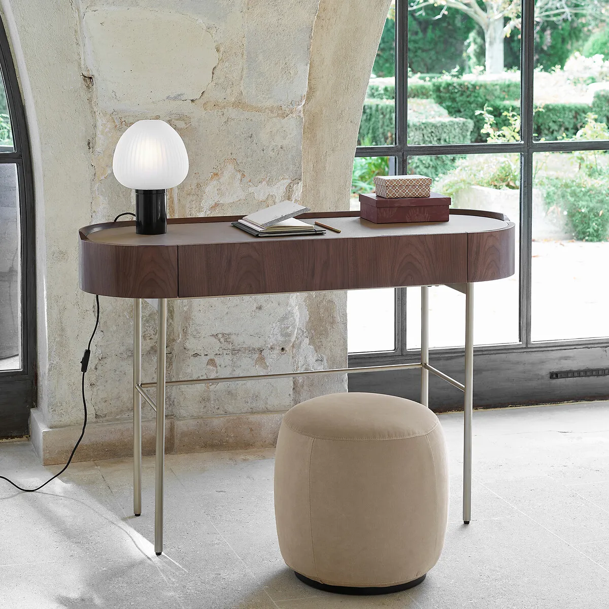 Chanya Frosted Glass Table Lamp - Black Marble alternate view